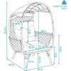Sunnydaze Shaded Comfort Wicker Outdoor Egg Chair – Polyester Cushion and Steel Frame- 250-Pound Weight Capacity – Gray(Grey)
