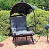 Sunnydaze Shaded Comfort Wicker Outdoor Egg Chair – Polyester Cushion and Steel Frame- 250-Pound Weight Capacity – Gray(Grey)