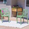 Sunnydaze Tristana Plastic Outdoor Patio Arm Chair – Set of 4 – Stackable Seating – Green(Green)