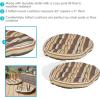 Sunnydaze Tufted Large Round Floor Cushion – Set of 2 – Unique Outdoor/Indoor Chair Cushions or Meditation Cushions – 300D Olefin with Polyester Fill – 22-Inch Diameter – Chocolate Stripes(Chocolate Stripes)