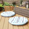 Sunnydaze Tufted Large Round Floor Cushion – Set of 2 – Unique Outdoor/Indoor Chair Cushions or Meditation Cushions – 300D Olefin with Polyester Fill – 22-Inch Diameter – Chocolate Stripes(Seaside Stripes)