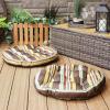 Sunnydaze Tufted Large Round Floor Cushion – Set of 2 – Unique Outdoor/Indoor Chair Cushions or Meditation Cushions – 300D Olefin with Polyester Fill – 22-Inch Diameter – Chocolate Stripes(Chocolate Stripes)