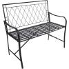 Sunnydaze 2-Person Outdoor Garden Bench – Argyle Diamond Iron Patio Bench – Black – 42.25″ W