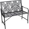 Sunnydaze 2-Person Outdoor Garden Bench – Geometric Lattice Iron Patio Bench – Black – 42″ W