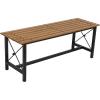 Sunnydaze 47.25-Inch x 15.25-Inch European Chestnut Wood Dining Bench with Black Powder-Coated Steel Frame – 420 lb Weight Capacity