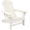 Sunnydaze Adirondack Chair with Cup Holder – Outdoor All-Weather Adirondack Chair for the Fire Pit, Patio, Campsite, or Yard – 300-Pound Capacity – White(White)
