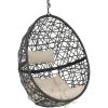 Sunnydaze Caroline Hanging Resin Wicker Egg Chair – 265-Pound Weight Capacity – Removable Beige Polyester Cushions(Beige)