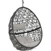 Sunnydaze Caroline Hanging Resin Wicker Egg Chair – 265-Pound Weight Capacity – Removable Beige Polyester Cushions(Grey)