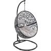 Sunnydaze Jackson Resin Wicker Hanging Egg Chair with Steel Stand – 265-Pound Weight Capacity – Includes Beige Cushions(Gray Cushions)