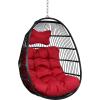 Sunnydaze Julia Hanging Egg Chair – Black Polyethylene Wicker Frame with Red Polyester Cushions – 44 Inches Tall(Red)