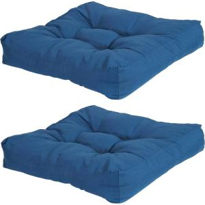 Sunnydaze 20-Inch Square Tufted Olefin Outdoor Patio Cushions – Set of 2 – for Indoor or Outdoor Use – Blue(Blue)