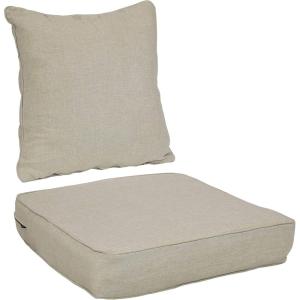 Sunnydaze 2-Piece Indoor/Outdoor Back and Seat Cushion Set for Deep Seating Patio Chair – Gray(Beige)