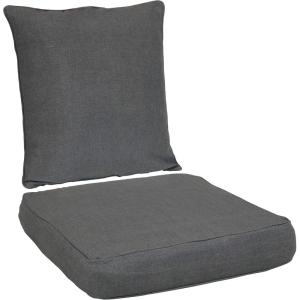 Sunnydaze 2-Piece Indoor/Outdoor Back and Seat Cushion Set for Deep Seating Patio Chair – Gray(Gray)
