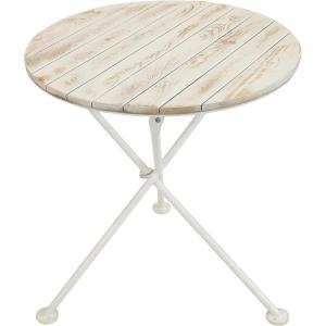 Sunnydaze French Country Wood Round Bistro Table – Portable White Folding Table for Indoor or Outdoor Use – 28″ Round