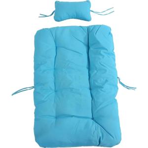 Sunnydaze Julia Polyester Egg Chair Cushions – 1 Chair Cushion and 1 Headrest Pillow with Ties – Blue(Blue)