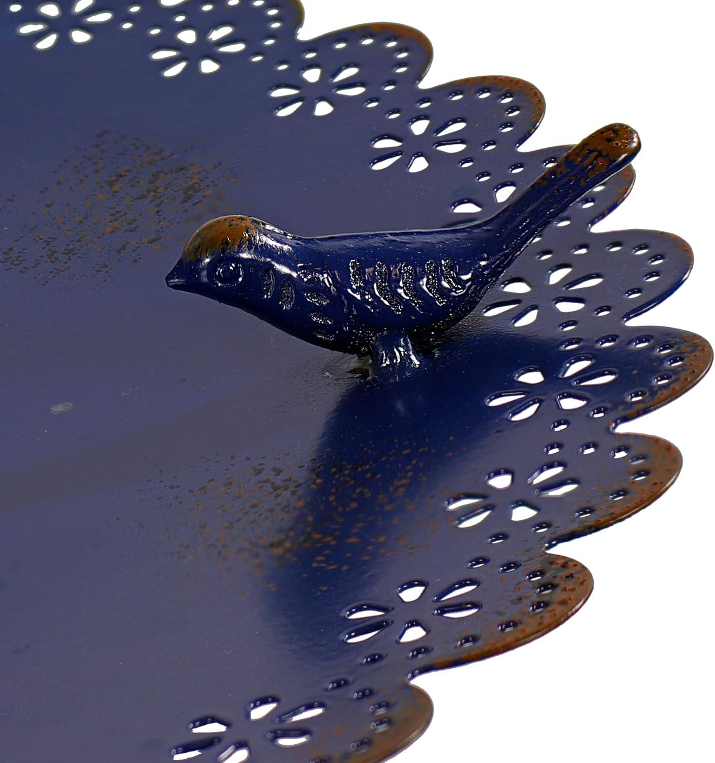 image:imageSunnydaze Feathered Friends Iron Pedestal Bird Feeder Blue 26 H