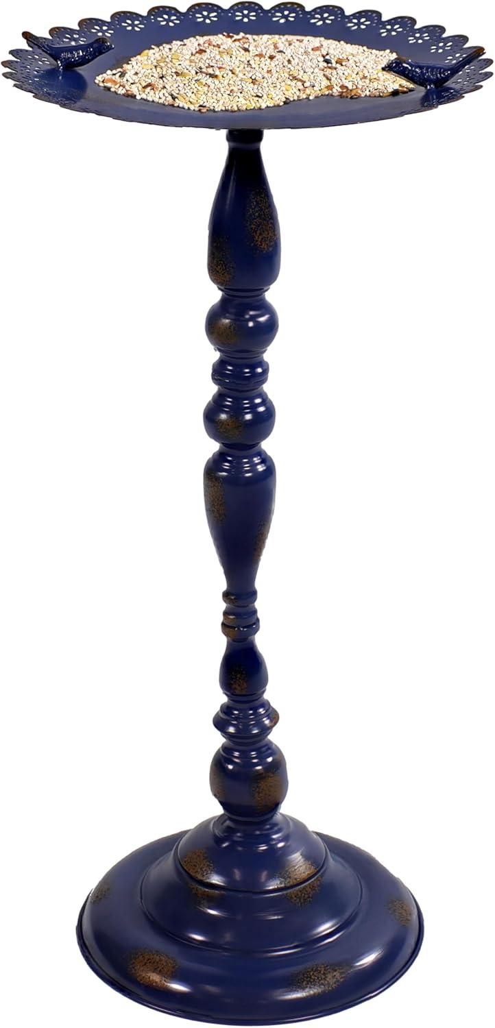 image:imageSunnydaze Feathered Friends Iron Pedestal Bird Feeder Blue 26 H