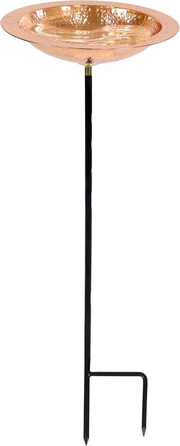 image:imageSunnydaze Standing Copper Bird Bath or Bird Feeder Detachable HandHammered Bowl with Stake 33 H
