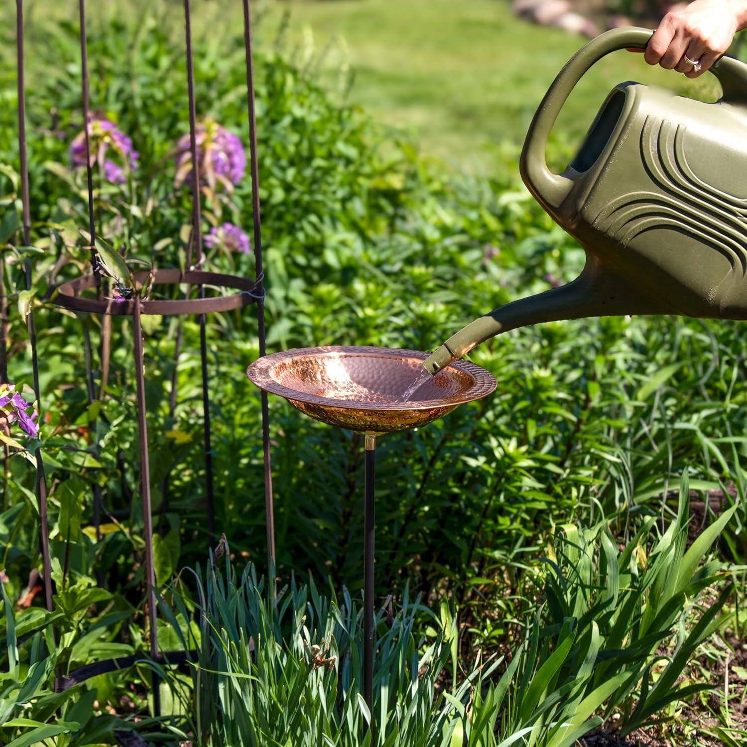 image:imageSunnydaze Standing Copper Bird Bath or Bird Feeder Detachable HandHammered Bowl with Stake 33 H