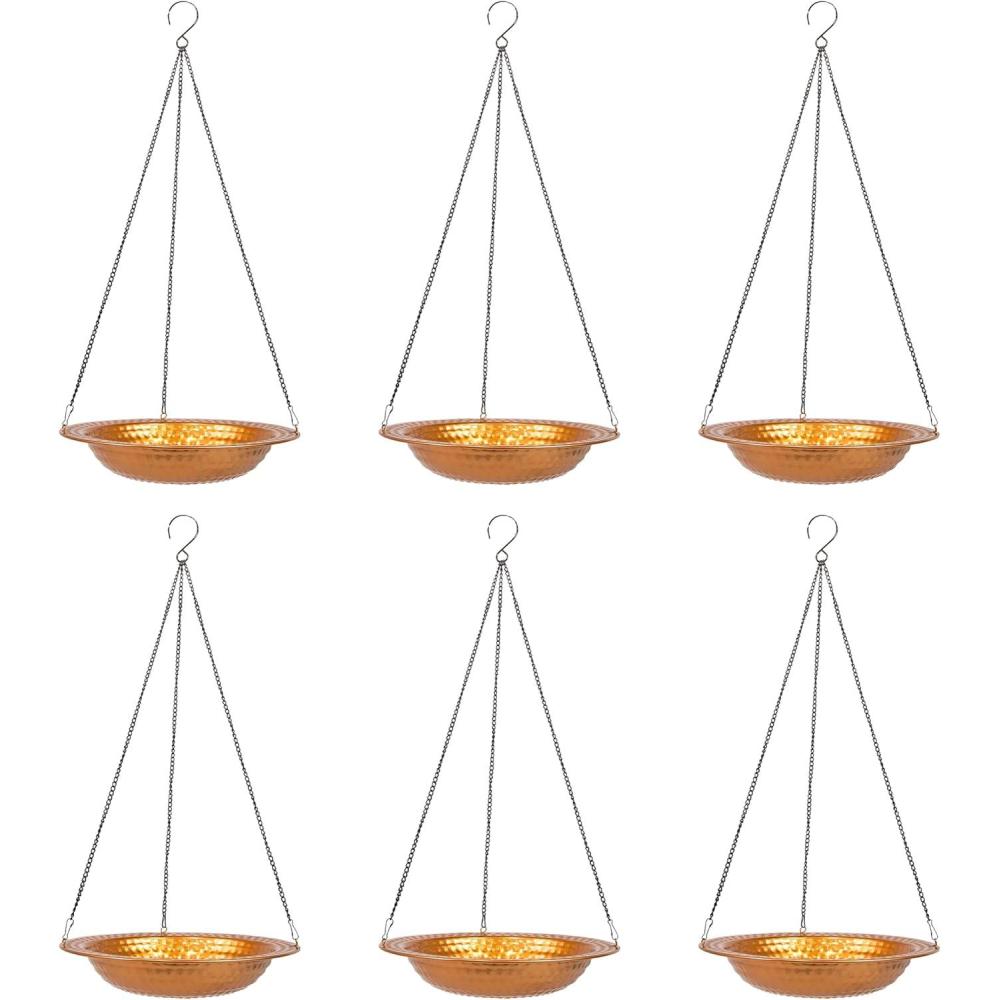 image:imageSunnydaze Copper Bird Bath for Outdoors Hanging Bird Bath for Outside 12 Diameter Set of 6Copper