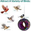 Sunnydaze 6-Inch Glass Mosaic Hanging Bird Feeder for Outdoors – Fly-Through Wild Bird Feeder – Confetti Mosaic(Iridescent Purple Mosaic)