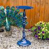 Sunnydaze Feathered Friends Iron Pedestal Bird Feeder – Blue – 26″ H