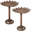 Sunnydaze Garden Lotus Metal Bird Bath with UV-Resistant Finish – Cast Aluminum – Copper Patina – 16.5″ – 2-Pack(Copper Patina)
