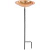 Sunnydaze Standing Copper Bird Bath or Bird Feeder – Detachable Hand-Hammered Bowl with Stake – 33” H