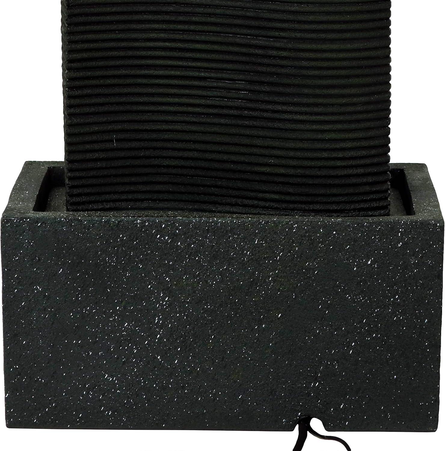 image:imageSunnydaze Rippling Tower 31Inch Outdoor Water Fountain LED Lights Electric Submersible Pump with Adjustable Flow