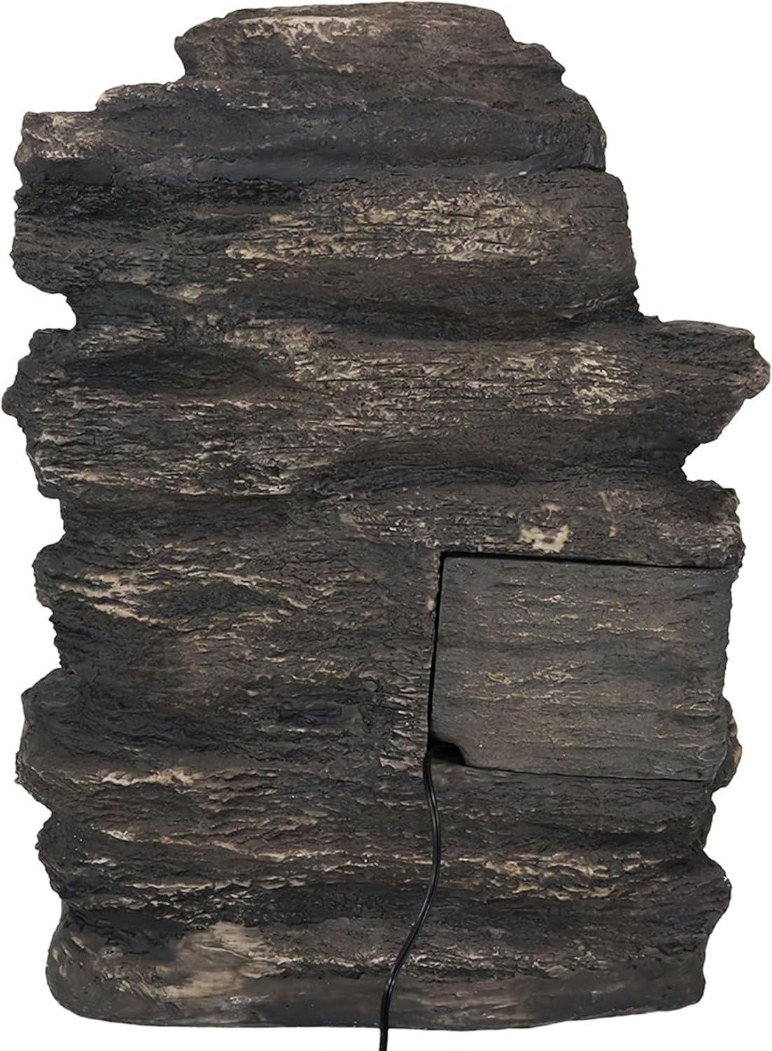 image:imageSunnydaze Rock Falls 24Inch Resin Outdoor Water Fountain with LED Lights