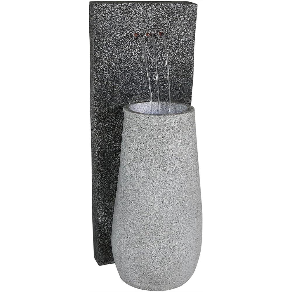 image:imageSunnydaze Three Stream Monterno 35Inch Outdoor Water Fountain with LED Lights  Resin  Electric Submersible Pump
