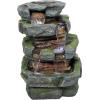 Sunnydaze 23-Inch Stone Waterfall Polyresin and Fiberglass Outdoor Tiered Fountain with LED Lights