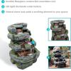 Sunnydaze 23-Inch Stone Waterfall Polyresin and Fiberglass Outdoor Tiered Fountain with LED Lights