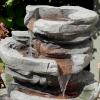 Sunnydaze Cobblestone Rock 31-Inch Polyresin Waterfall Fountain with LED Lights – Electric Submersible
