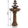 Sunnydaze Ornate Elegance 42-Inch Tiered Solar Fountain with Battery Backup and LED Light – Submersible Pump – Rustic(Rustic)