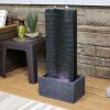 Sunnydaze Rippling Tower 31-Inch Outdoor Water Fountain – LED Lights – Electric Submersible Pump with Adjustable Flow