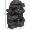 Sunnydaze Rock Falls 24-Inch Resin Outdoor Water Fountain with LED Lights