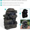 Sunnydaze Rock Falls 24-Inch Resin Outdoor Water Fountain with LED Lights