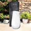 Sunnydaze Three Stream Monterno 35-Inch Outdoor Water Fountain with LED Lights – Resin – Electric Submersible Pump