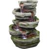 Sunnydaze Cobblestone Rock 31-Inch Polyresin Waterfall Fountain with LED Lights – Electric Submersible