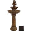 Sunnydaze Ornate Elegance 42-Inch Tiered Solar Fountain with Battery Backup and LED Light – Submersible Pump – Rustic(Rustic)