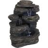 Sunnydaze Rock Falls 24-Inch Resin Outdoor Water Fountain with LED Lights