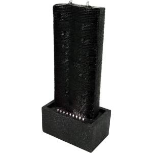 Sunnydaze Rippling Tower 31-Inch Outdoor Water Fountain – LED Lights – Electric Submersible Pump with Adjustable Flow