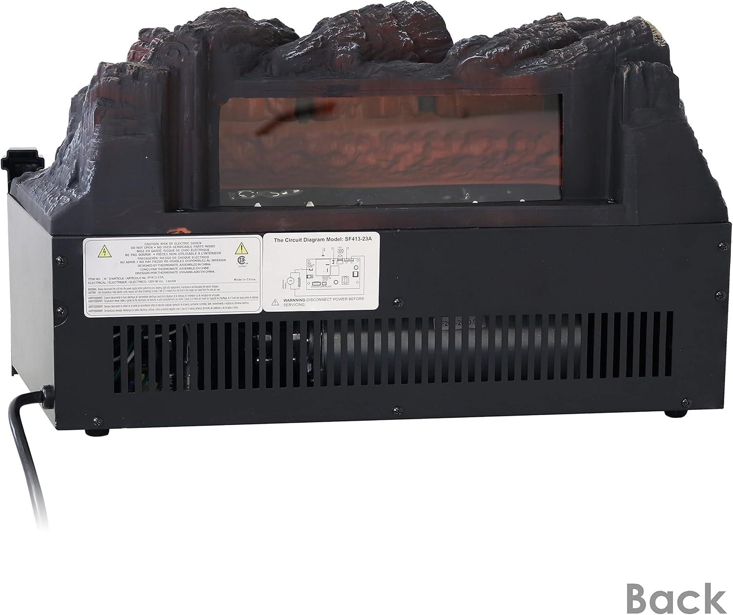 image:imageSunnydaze Heated Log Electric Fireplace Insert Heater Polypropylene Construction Great for Existing Fireplaces