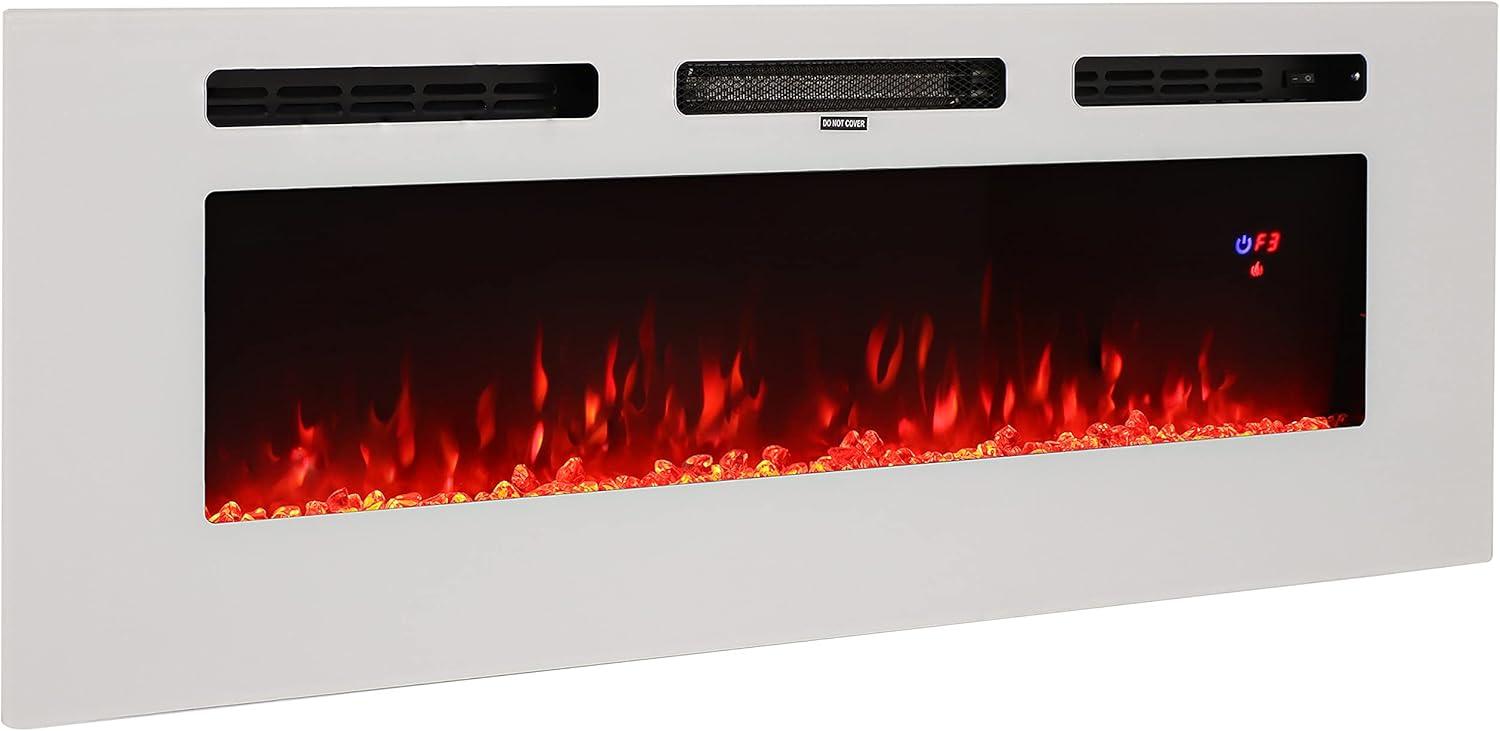 image:imageSunnydaze White Indoor Electric Fireplace Insert WallMounted Electric Fireplace Heater with 3 Flame Colors 50InchWhite
