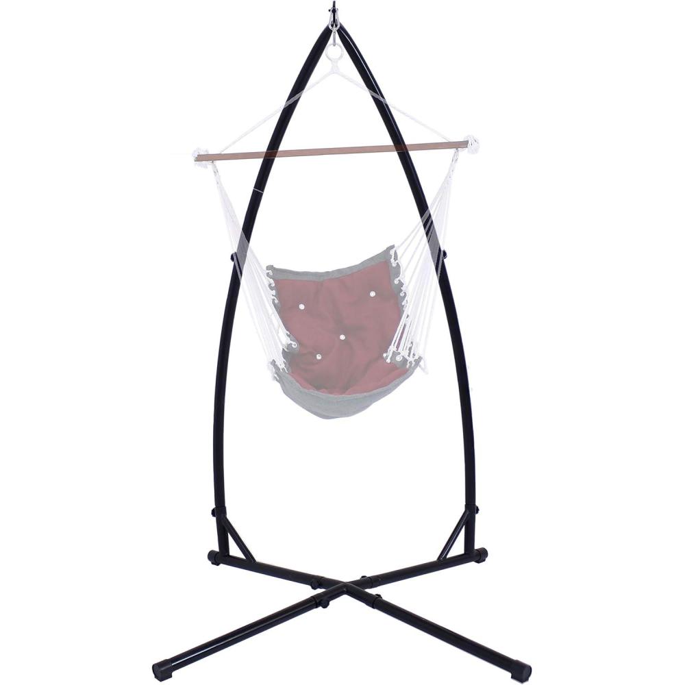 image:imageSunnydaze Steel Hammock Chair XStand 250Pound Capacity for Indoor or Outdoor Use Black PowderCoated Finish