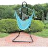 Sunnydaze Caribbean-Style Hanging Rope Hammock Chair Swing with Adjustable Stand – 300-Pound Capacity – Sky Blue(Sky Blue)