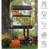 Sunnydaze Country Market Flower Cart Display Stand with Wheels – 2 Shelves – Fir Wood – 30 lb Weight Capacity – Natural Fir(Charred Fir)