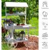 Sunnydaze Country Market Flower Cart Display Stand with Wheels – 2 Shelves – Fir Wood – 30 lb Weight Capacity – Natural Fir(White)