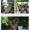 Sunnydaze Outdoor Hammock Chair Swing – Hanging Hammock Swing – Hanging Reading Chair – Soft-Spun Polyester Rope – Caribbean XL – Jungle Green(Mocha)